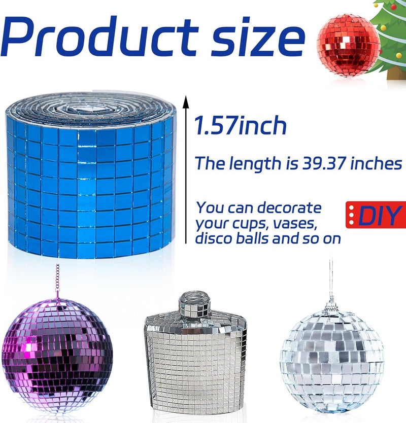 Giftmeet Self Adhesive Disco Ball Mirror Tiles, 3200 Pieces, 5 x 5 mm, Blue, Geometric, Multi-Surface, Vinyl, Modern, DIY Craft, Outdoor, Roll, Square, Mosaic Tiles - Image 2